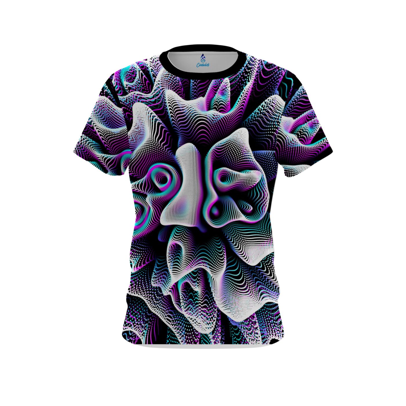 Plain Black White Hallucinate Semi-Custom CoolWick Bowling Jersey