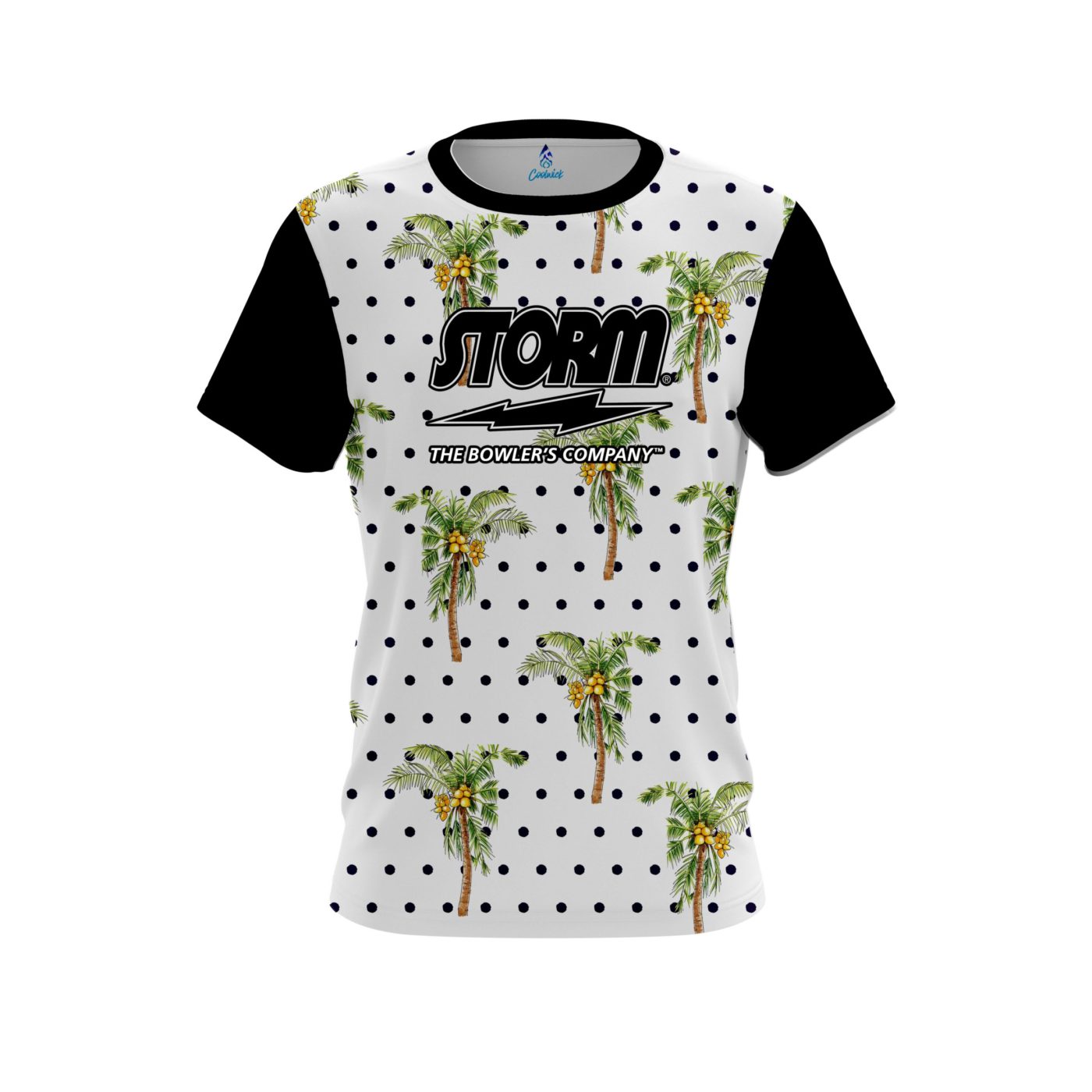 Storm Polka Dots Palm Trees Semi-Custom CoolWick Bowling Jersey