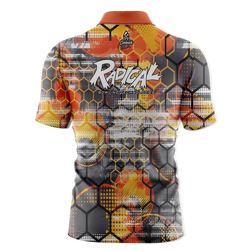 Radical Fire Honeycomb Quick Ship CoolWick Sash Zip Bowling Jersey - Image 2