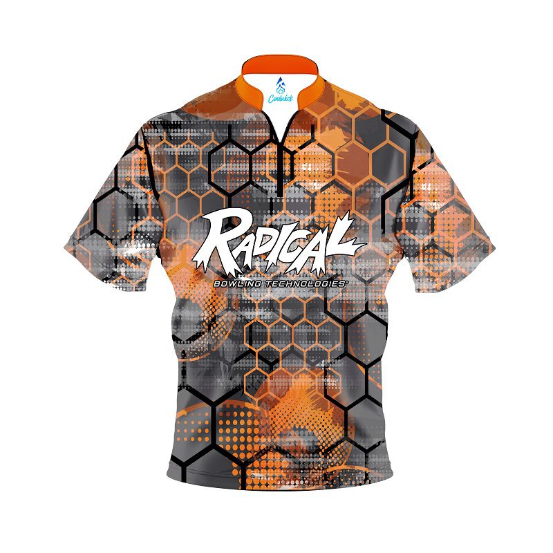 Image of Radical Fire Honeycomb Quick Ship CoolWick Sash Zip Bowling Jersey