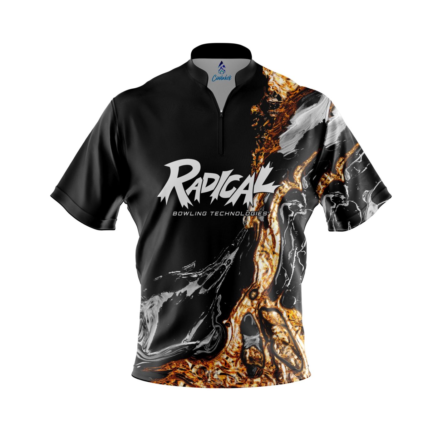 Radical Onyx Gold Quick Ship CoolWick Sash Zip Bowling Jersey