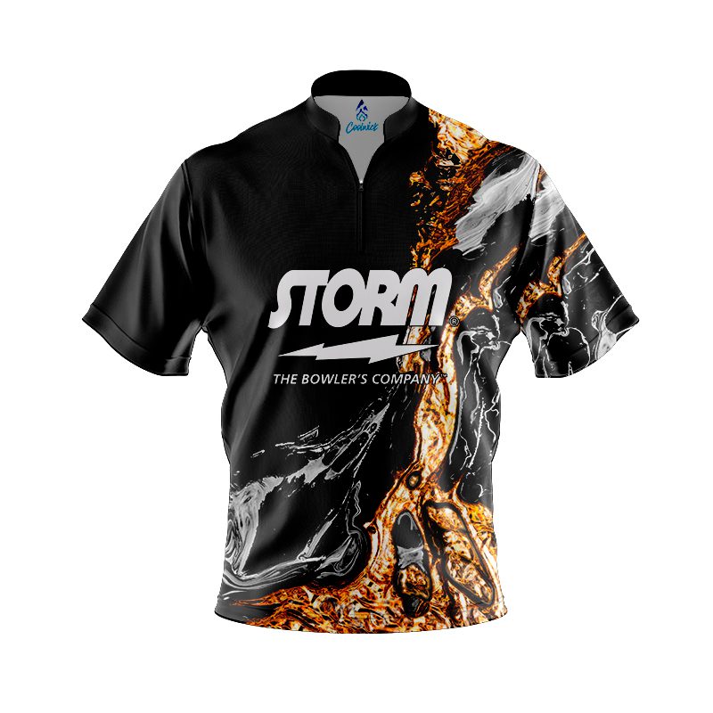 Image of Storm Onyx Gold Quick Ship CoolWick Sash Zip Bowling Jersey