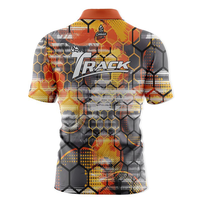 Track Fire Honeycomb Quick Ship CoolWick Sash Zip Bowling Jersey - Image 2