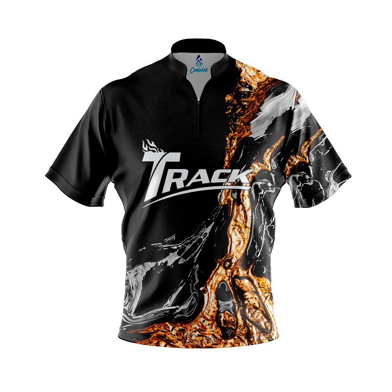 Image of Track Onyx Gold Quick Ship CoolWick Sash Zip Bowling Jersey