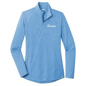 900 Global Women's Ordnance Teal Blue 1/4 Zip Tri-Blend Wicking Pullover