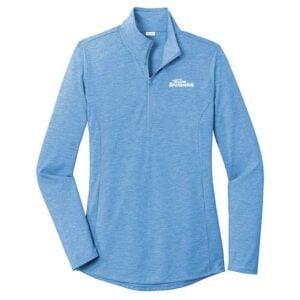 Brunswick Women's Twist Teal Blue 1/4 Zip Tri-Blend Wicking Pullover