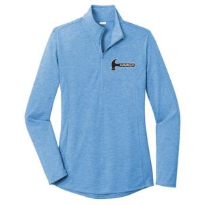 Hammer Women's Web Teal Blue 1/4 Zip Tri-Blend Wicking Pullover