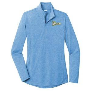 Track Women's Tactix Teal Blue 1/4 Zip Tri-Blend Wicking Pullover