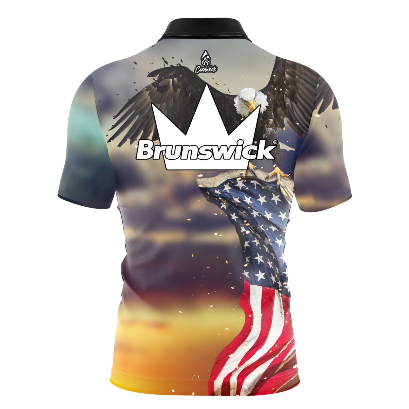 Brunswick Sunset Eagle 2.0 Quick Ship CoolWick Sash Zip Bowling Jersey - Image 2