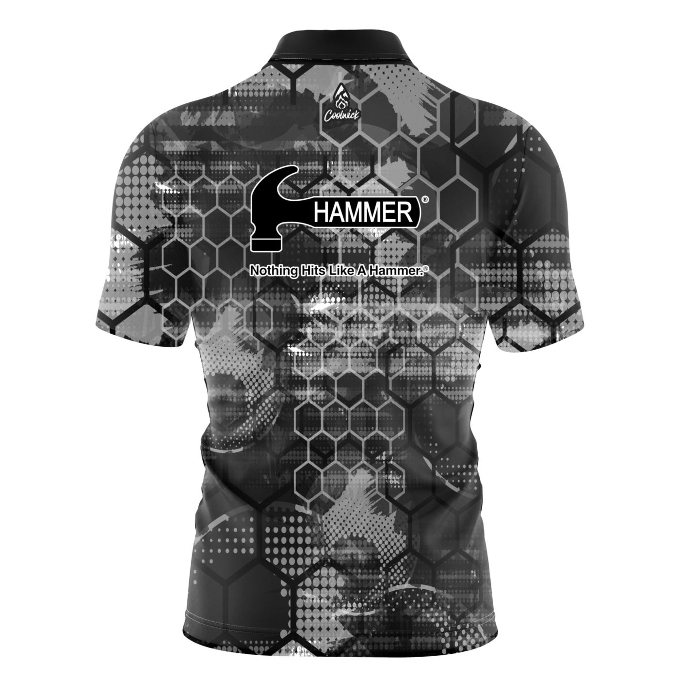 Hammer Blackout Honeycomb Quick Ship CoolWick Sash Zip Bowling Jersey - Image 2