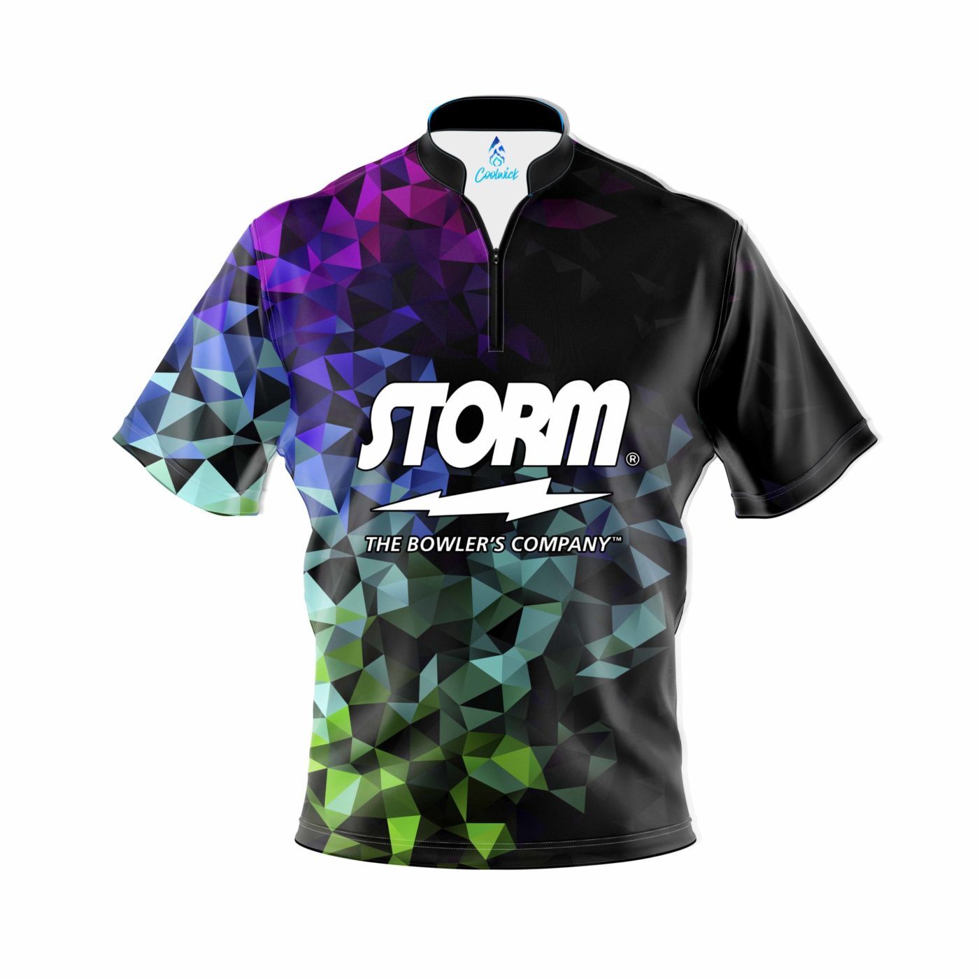 Storm Gradient Quick Ship CoolWick Sash Zip Bowling Jersey