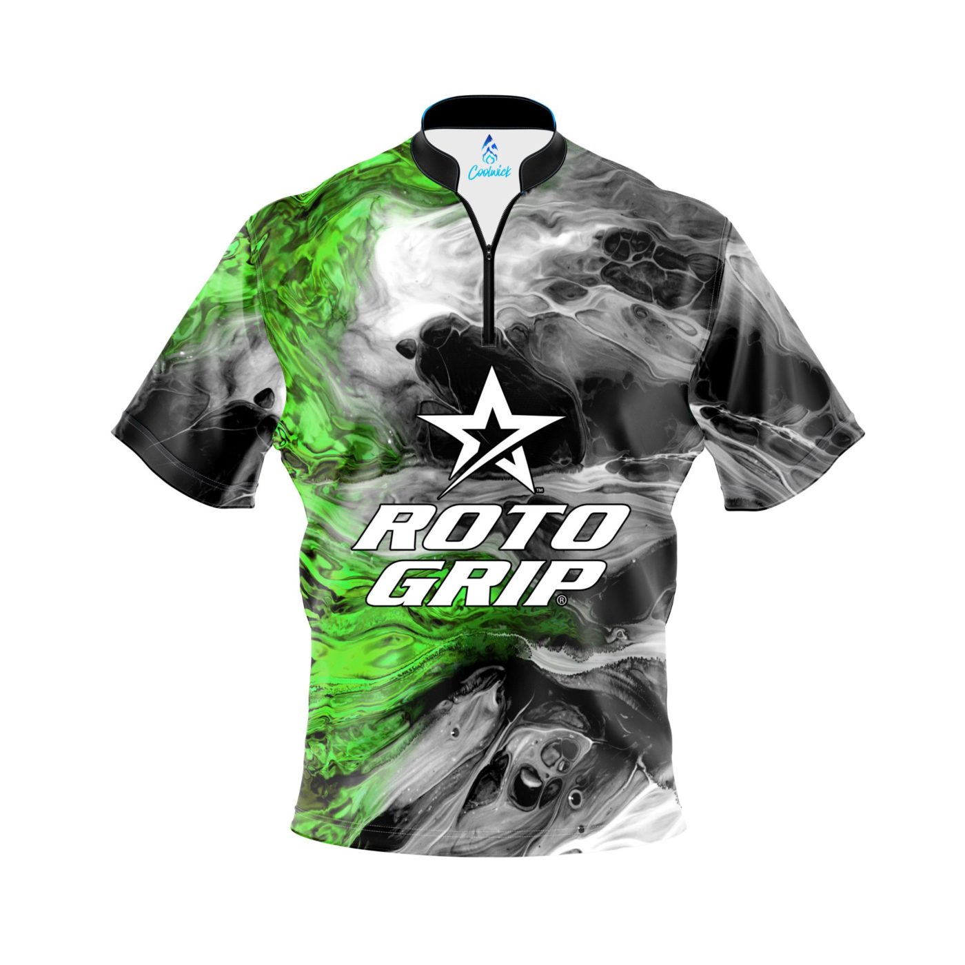 Roto Grip Green Lava Quick Ship CoolWick Sash Zip Bowling Jersey