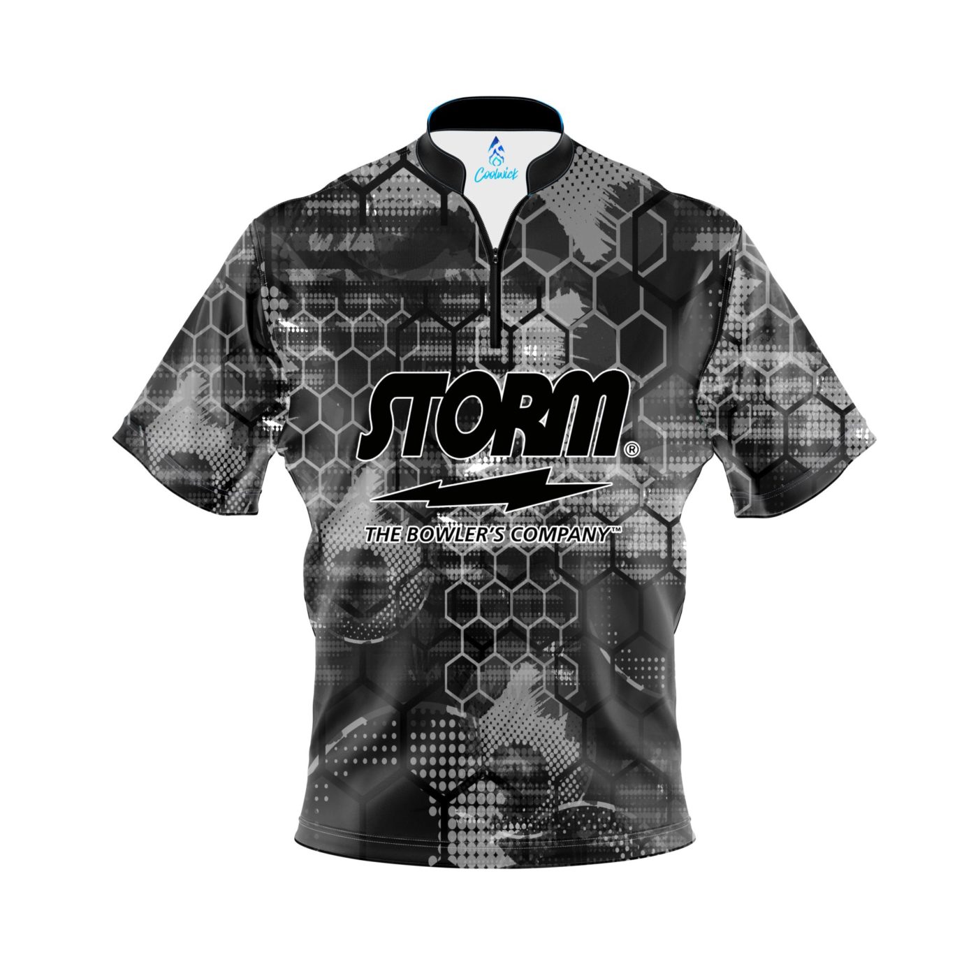Storm Blackout Honeycomb Quick Ship CoolWick Sash Zip Bowling Jersey