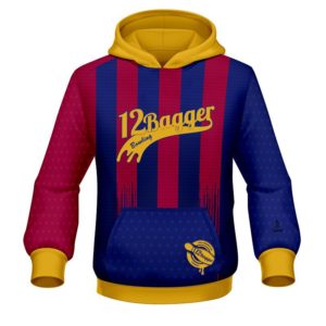 12Bagger Bowling Burgundy Stripes Coolwick Dye-Sub Hoodie