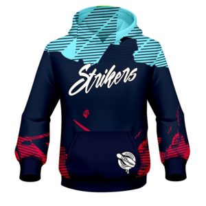 12Bagger Bowling Strikers Jagged Blue and Pink Coolwick Dye-Sub Hoodie