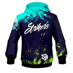 12Bagger Bowling Strikers Jagged Blue and Green Coolwick Dye-Sub Hoodie
