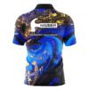 Hammer Blue Gold Liquid Marble Quick Ship CoolWick Sash Zip Bowling Jersey - Image 2