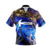 Hammer Blue Gold Liquid Marble Quick Ship CoolWick Sash Zip Bowling Jersey