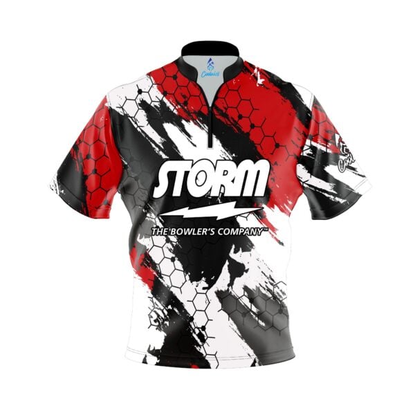 Storm Red Hexagram Quick Ship CoolWick Bowling Jersey