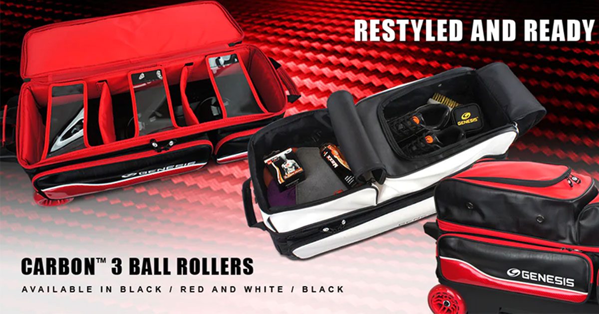 Genesis Carbon Triple Roller Bowling Bag - Black/Red