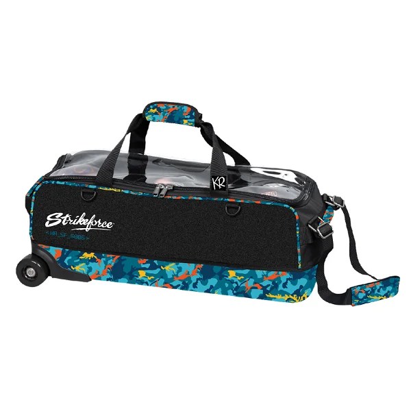 KR Strikeforce TPC 3 Ball Slim Triple Roller Teal Camo Bowling Bag