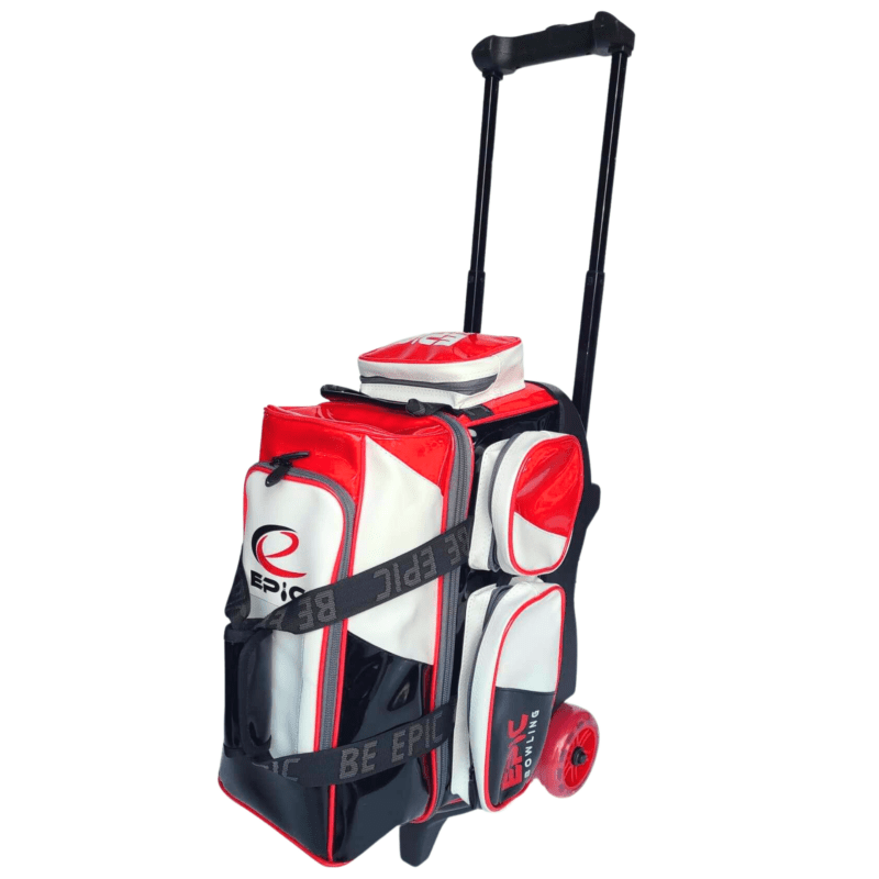 Epic Legacy 2 Ball Double Roller Fire Red Enamel Bowling Bag +