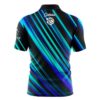 12Bagger Blue Green Digital Stripes Fast Track CoolWick Bowling Jersey - Image 2
