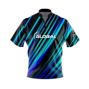 900 Global Blue Green Digital Stripes Fast Track CoolWick Bowling Jersey