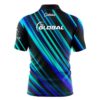 900 Global Blue Green Digital Stripes Fast Track CoolWick Bowling Jersey - Image 3