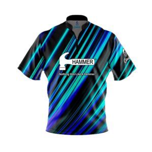 Hammer Blue Green Digital Stripes Fast Track CoolWick Bowling Jersey