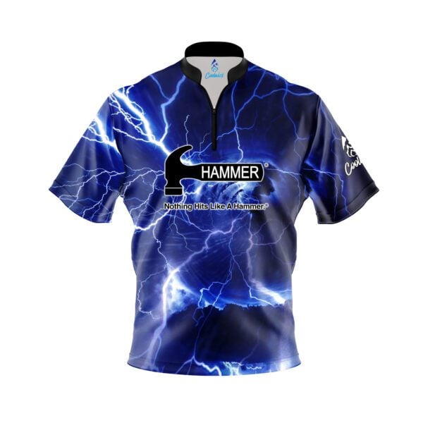 Hammer Electrical Lightning Quick Ship CoolWick Sash Zip Bowling Jersey