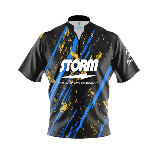Storm Gold Coal Quick Ship CoolWick Sash Zip Bowling Jersey