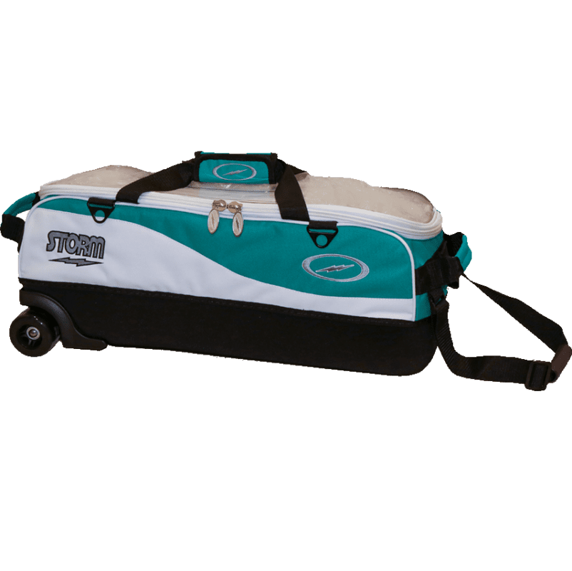 Image of HOT! Storm 3-Ball Travel Tote Pro White Teal Bowling Bag