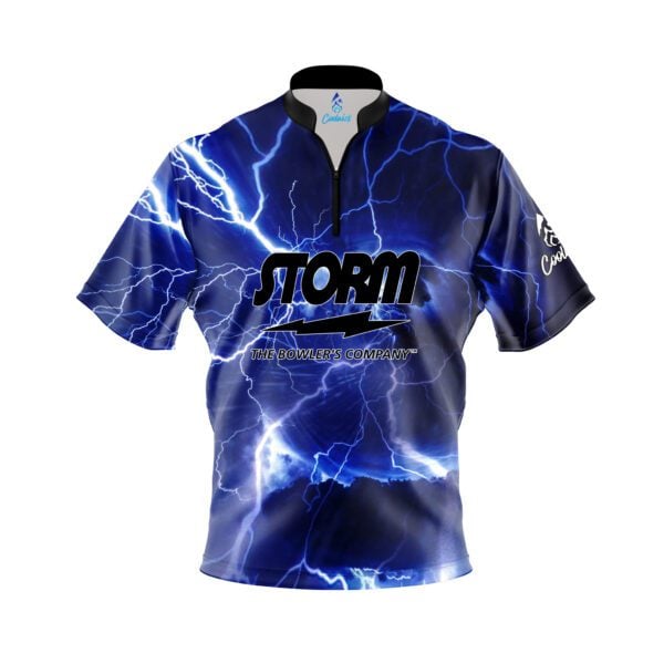 Storm Electrical Lightning Quick Ship CoolWick Sash Zip Bowling Jersey