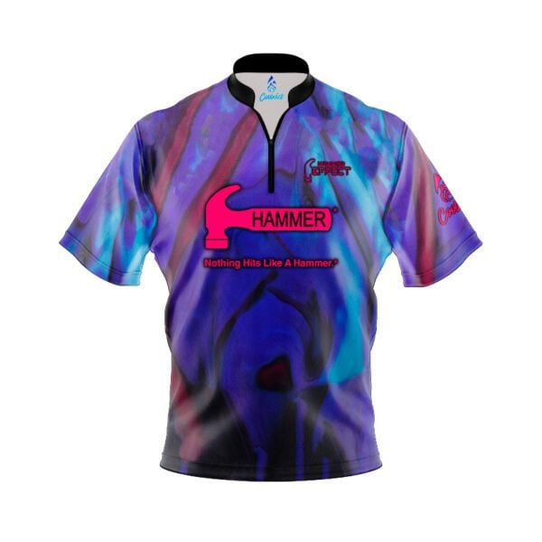Hammer Effect Quick Ship CoolWick Sash Zip Bowling Jersey