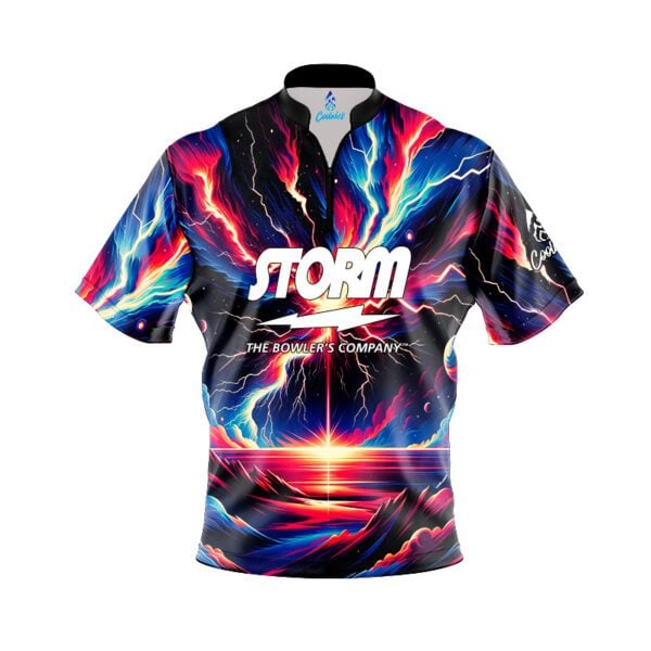 Storm Strikes Quick Ship CoolWick Sash Zip Bowling Jersey
