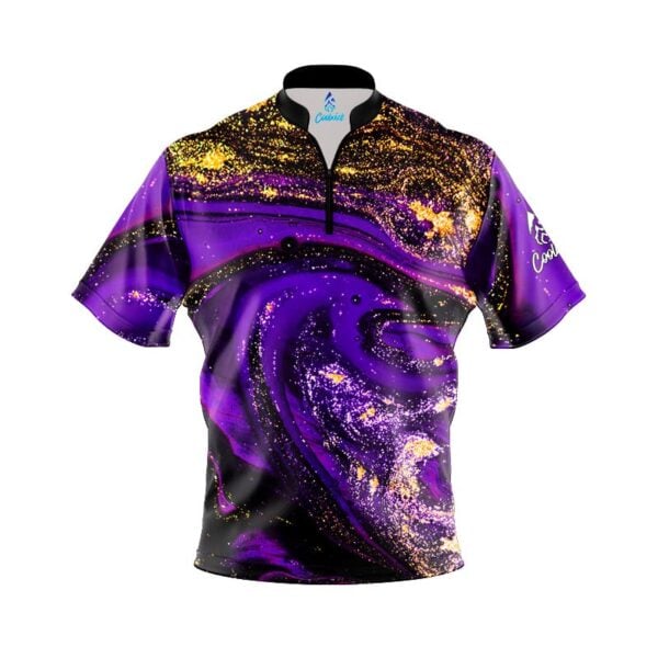 Purple Gold Liquid Marble Fast Track CoolWick Bowling Jersey