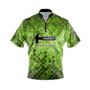 Hammer Green Expression Quick Ship CoolWick Sash Zip Bowling Jersey