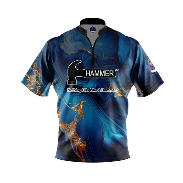 Hammer Gold Blue Melting Pot Xpress Ship Rocket Bowling Jersey