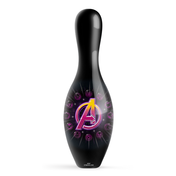 Marvel Avengers Logo with Character Icons Bowling Pin