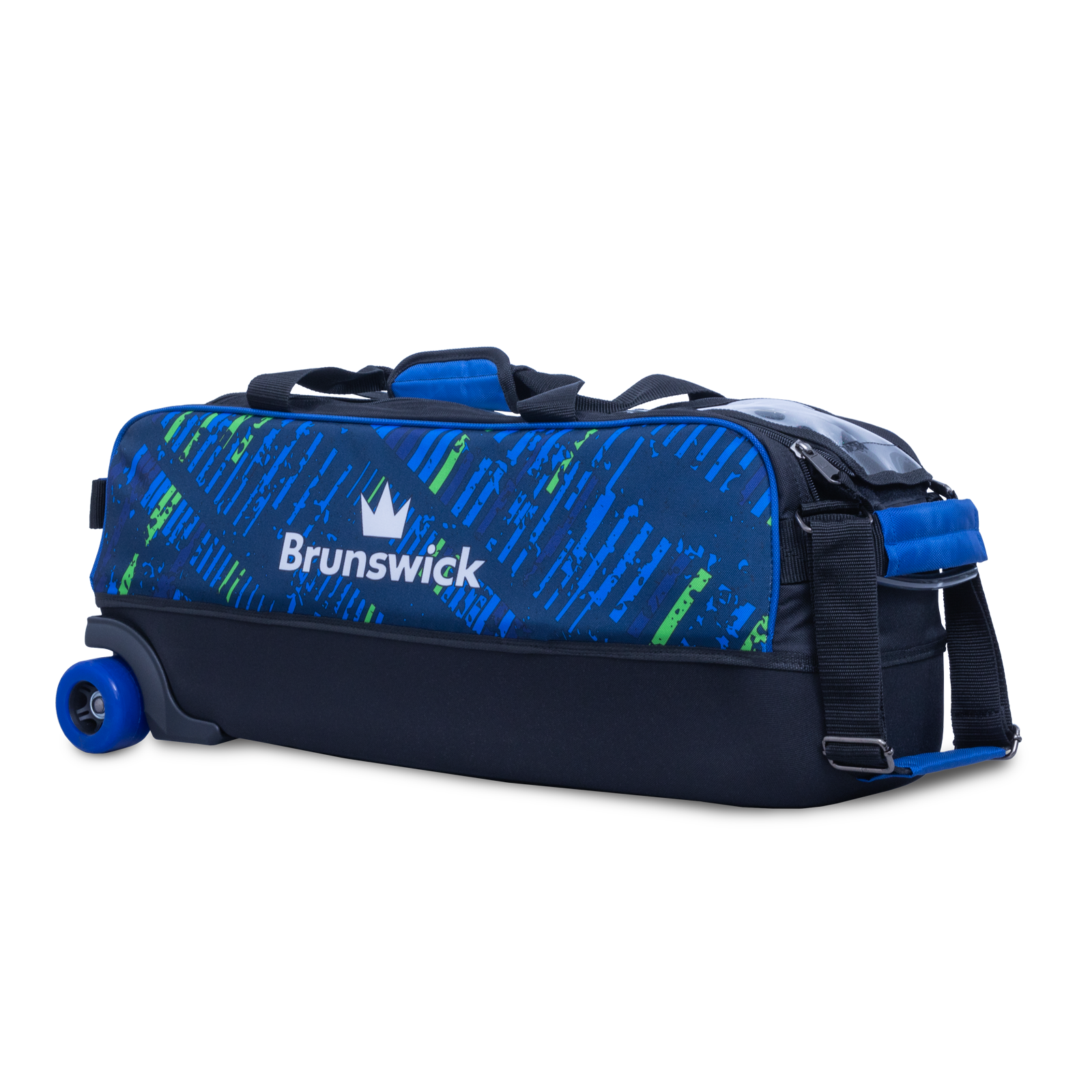 Brunswick Punisher 3 Ball Triple Tote Roller Blue Green Bowling
