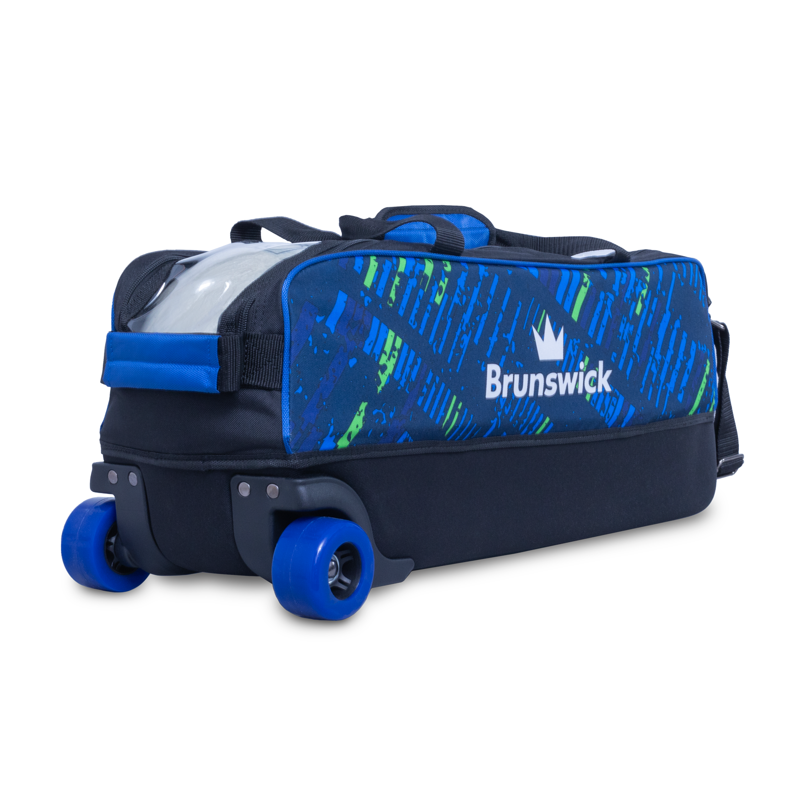 Brunswick Punisher 3 Ball Triple Tote Roller Blue Green Bowling