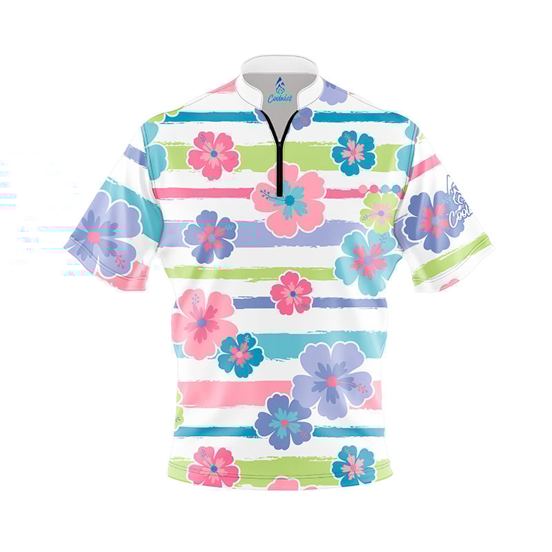 Hibiscus Stripes Fast Track CoolWick Bowling Jersey