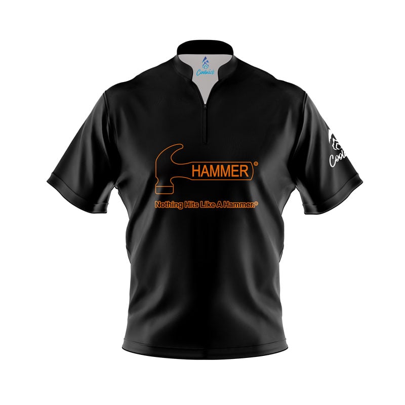 Hammer Black Quick Ship CoolWick Sash Zip Bowling Jersey