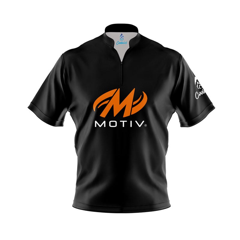 Motiv Black Quick Ship CoolWick Sash Zip Bowling Jersey