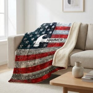 Hammer Iron Flag Sherpa Lined Throw Blanket