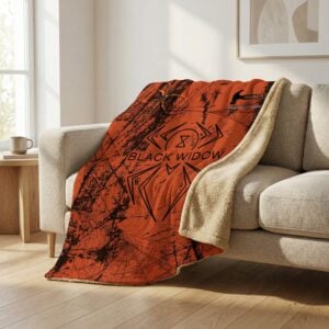 Hammer Black Widow 3.0 Grunge Sherpa Lined Throw Blanket