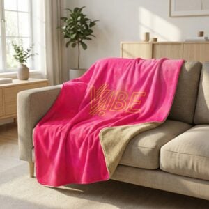 Hammer Bubblegum VIBE Sherpa Lined Throw Blanket