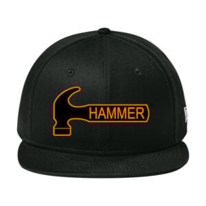 New Era Flat Bill Snapback Hammer Bowling Hat - Black