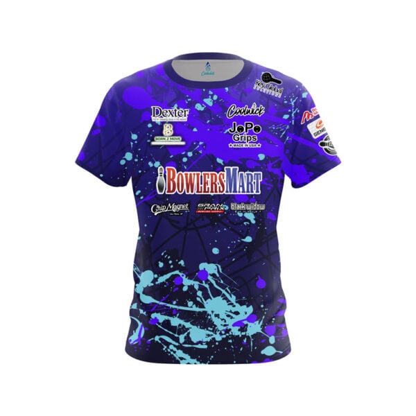 BowlersMart Sean Rash Purple Blue Paint Splatter Semi-Custom CoolWick Bowling Jersey
